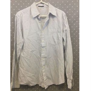 Tahari Button Down White & Blue Stripe Woman Small
